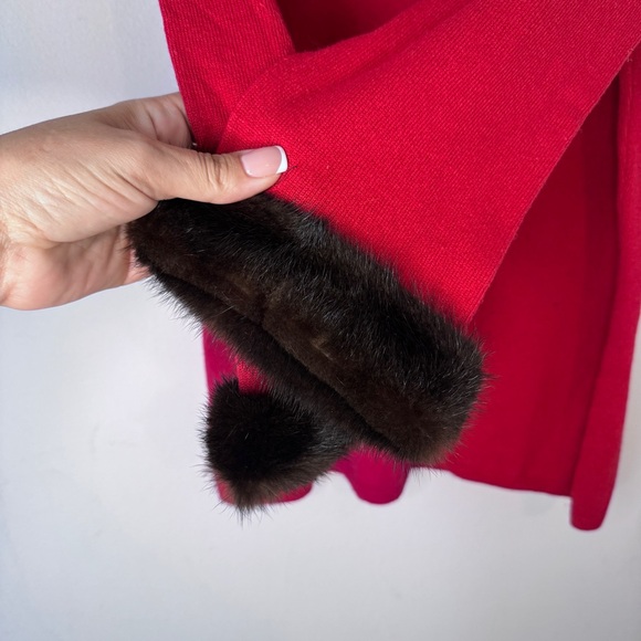 Chetta B Evening Silk Cashmere Blend Sweater Fur Trim Cuffs Old Money Holiday - Picture 4 of 7